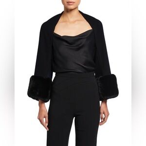 CACHE Faux‎ Fur cuff bolero / shrug black one size fits most